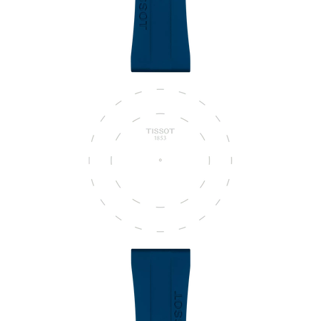 Focus on the lugs of Tissot Official Blue Rubber Strap Lugs 20 mm