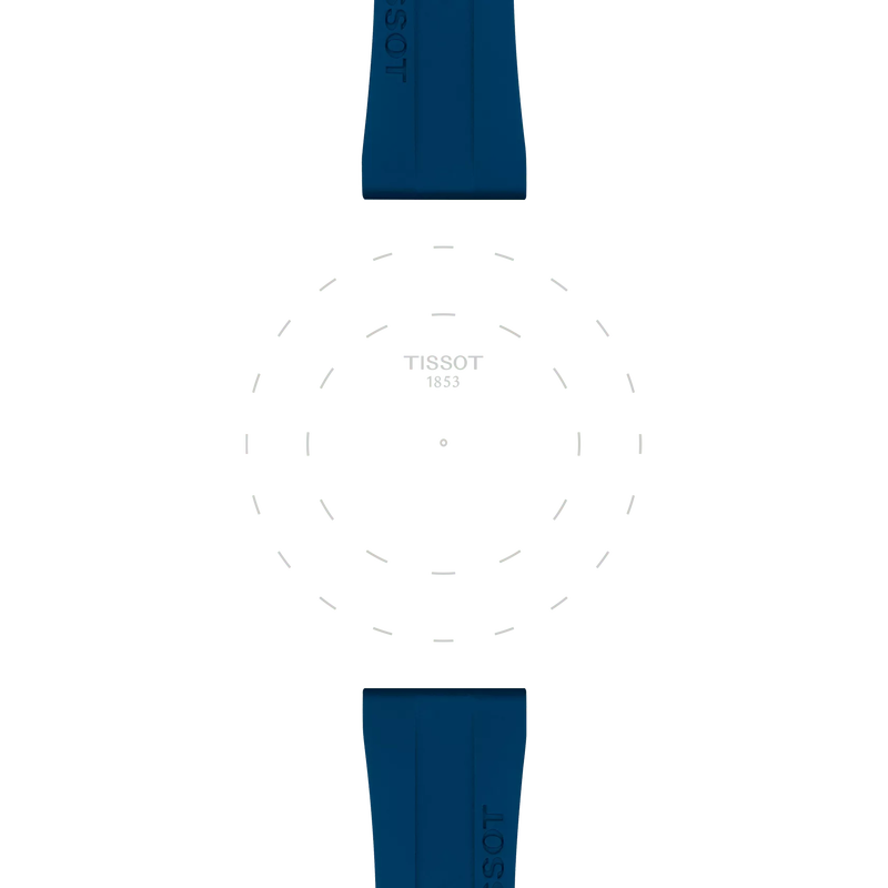 Focus sur les ergots de Bracelet Officiel Tissot Caoutchouc Bleu Entre-cornes 20 mm