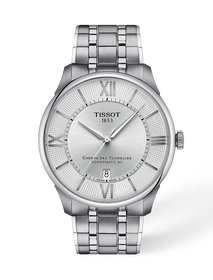 Front view of the watch Tissot Chemin Des Tourelles 42mm with shadow