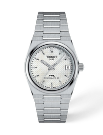 Vista frontal del reloj Tissot PRX 35mm con sombra