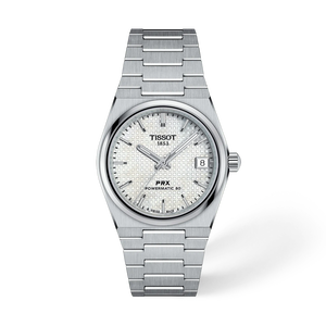 Front view of the watch Tissot PRX 35mm with shadow