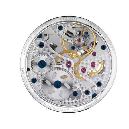 Back view of the watch case Tissot Chemin des Tourelles Squelette Mechanical