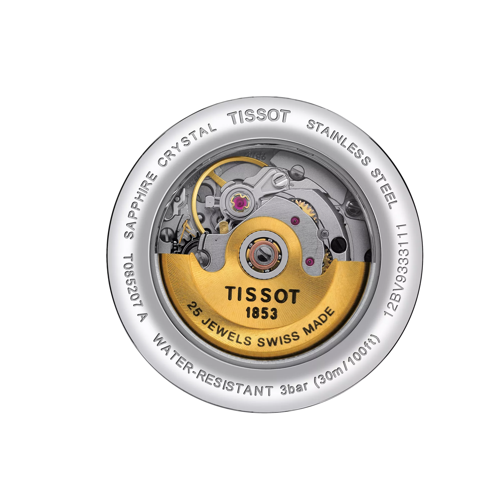 Back view of the watch case Tissot Carson Automatic Lady