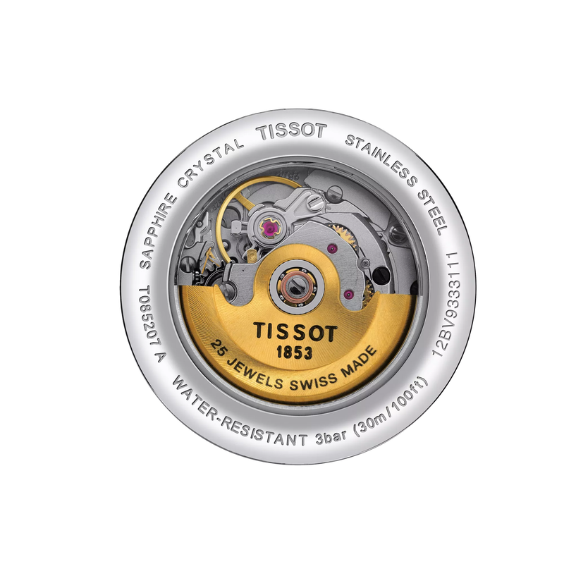 Back view of the watch case Tissot Carson Automatic Lady