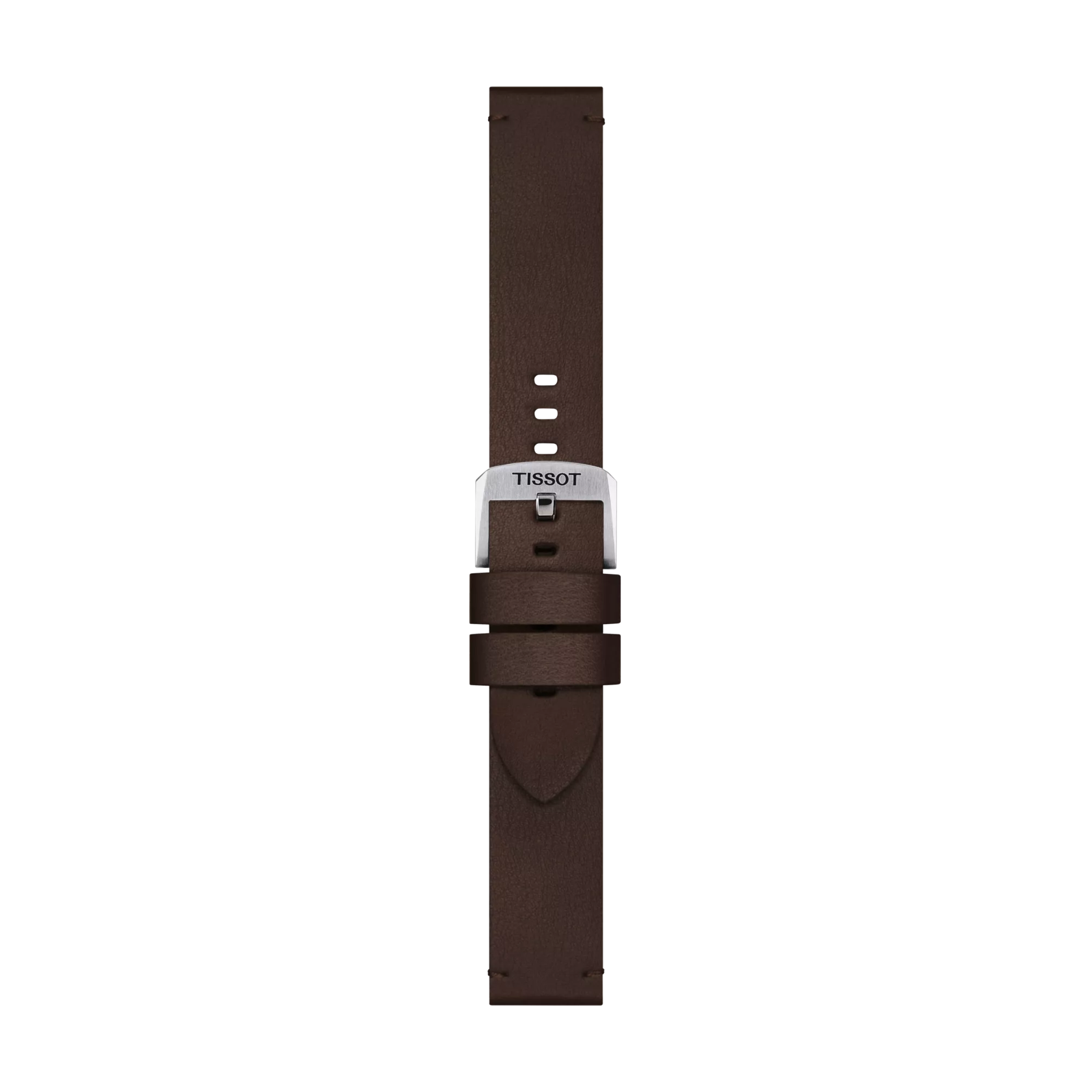 Vista frontal de Correa oficial Tissot sint&eacute;tica marr&oacute;n 20 mm