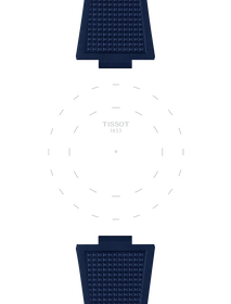 Focus on the lugs of Tissot Official Blue PRX 40mm Rubber Strap