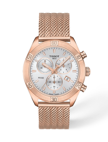 Front view of the watch Tissot PR 100 Sport Chic 38mm with shadow