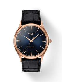 Front view of the watch Tissot Excellence Automatic 18K Gold with shadow