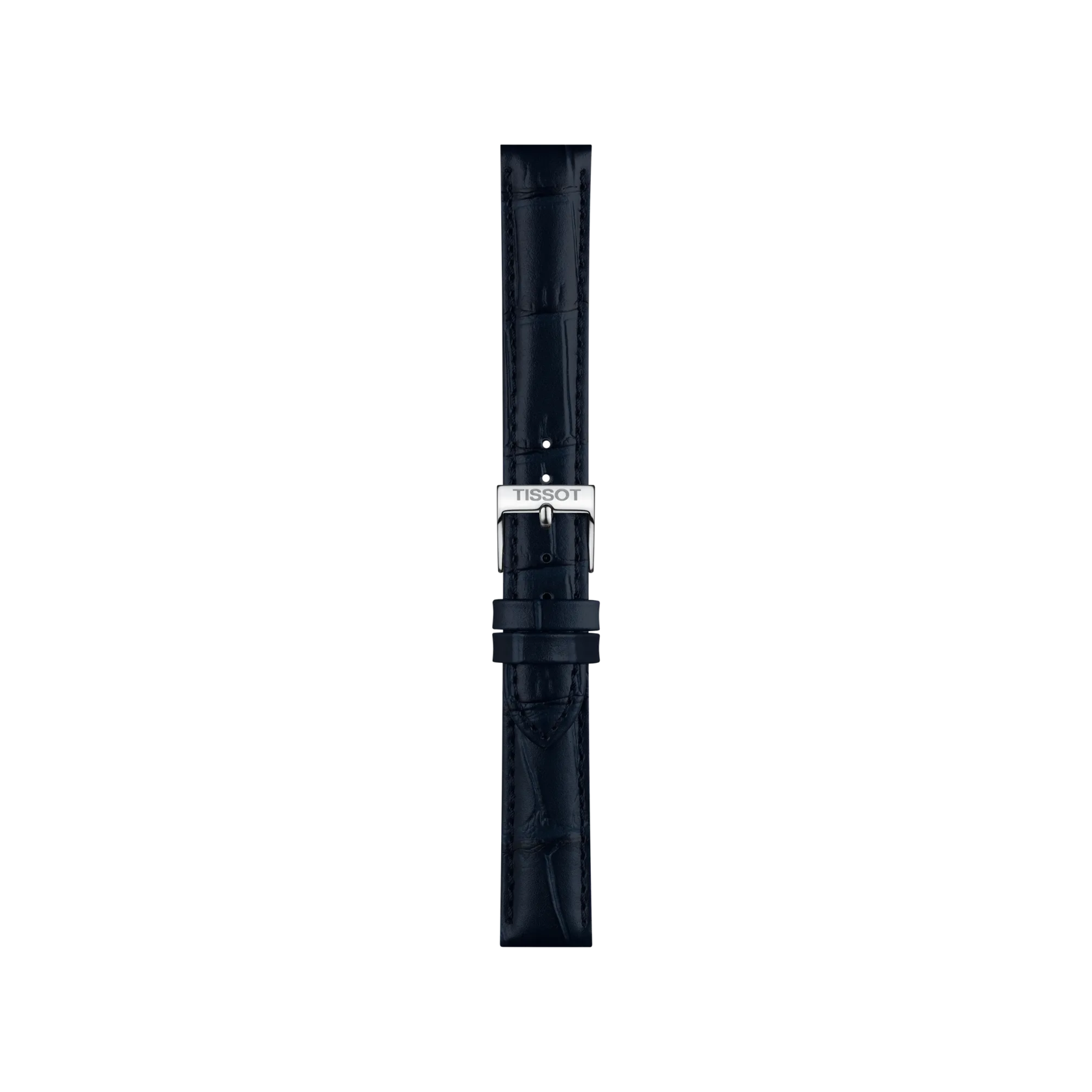 Front view of Tissot Official Blue Leather Strap Lugs 16 mm