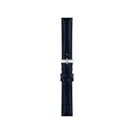 Front view of Tissot Official Blue Leather Strap Lugs 16 mm