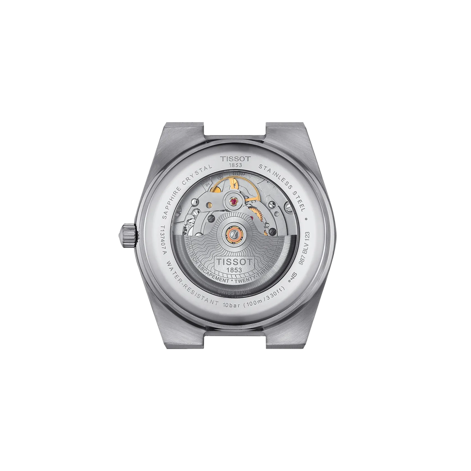 Rückansicht des Gehäuses der Uhr Tissot PRX 40mm