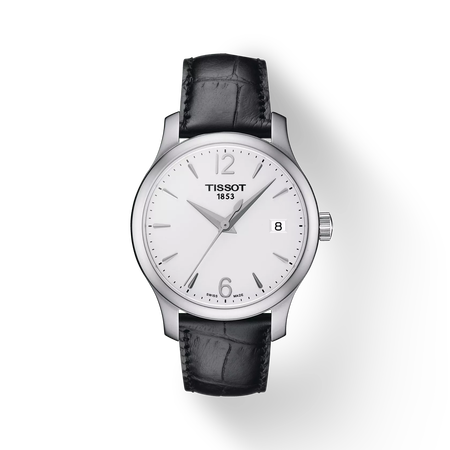 Front view of the watch Tissot Tradition Lady with shadow