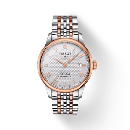 มุมมองด้านหน้าของนาฬิกา Tissot Le Locle 39.3mm พร้อมเงา
