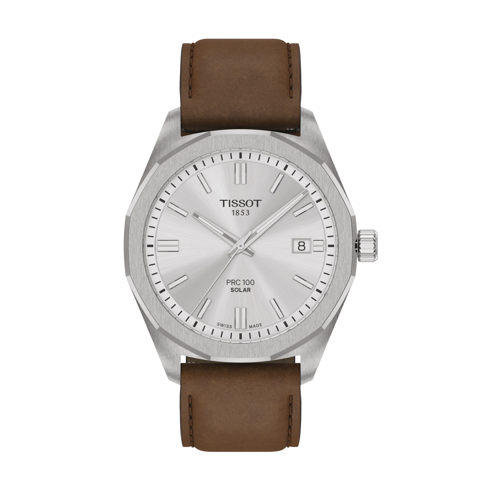 มุมมองด้านหน้าของนาฬิกา Tissot PRC 100 Solar 39mm