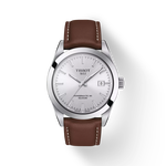 Front view of the watch Tissot Gentleman Powermatic 80 Silicium with shadow