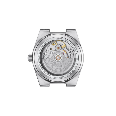 Vista posterior de la caja del reloj Tissot PRX Gold 35mm