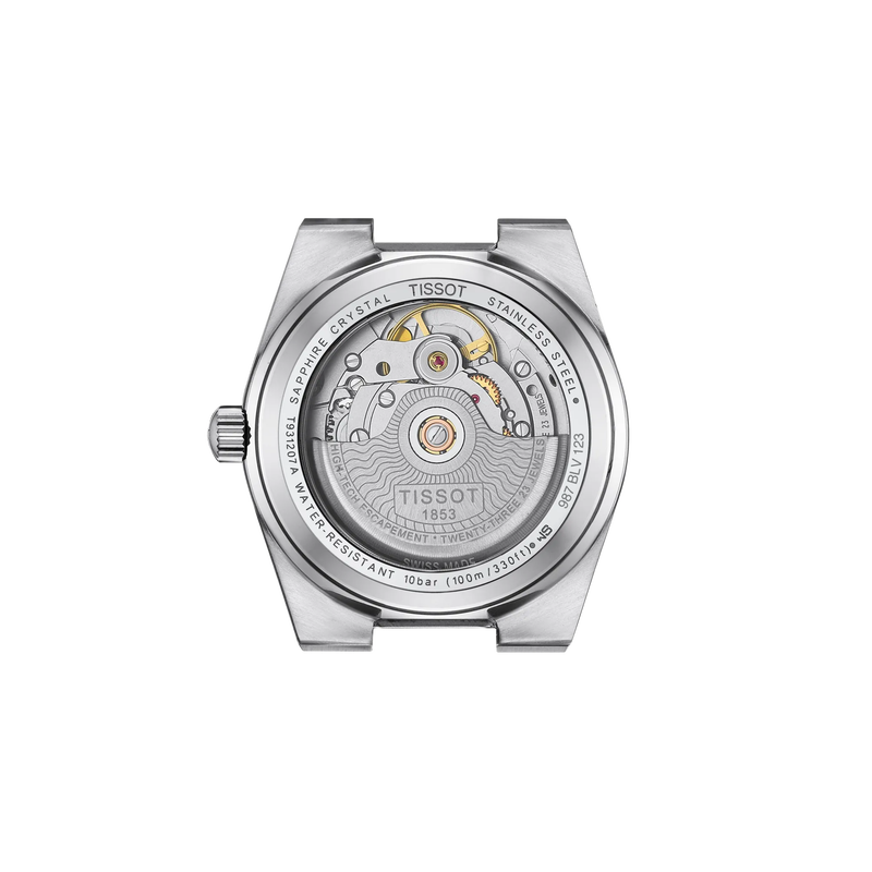 Back view of the watch case Tissot PRX Gold 35mm