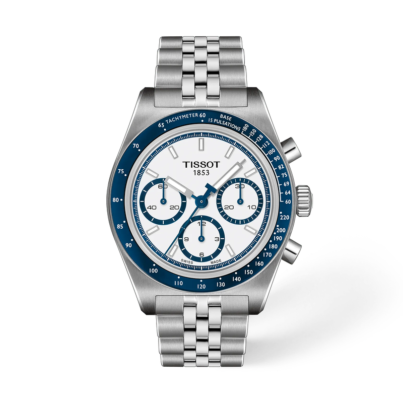 มุมมองด้านหน้าของนาฬิกา Tissot PR516 41mm พร้อมเงา