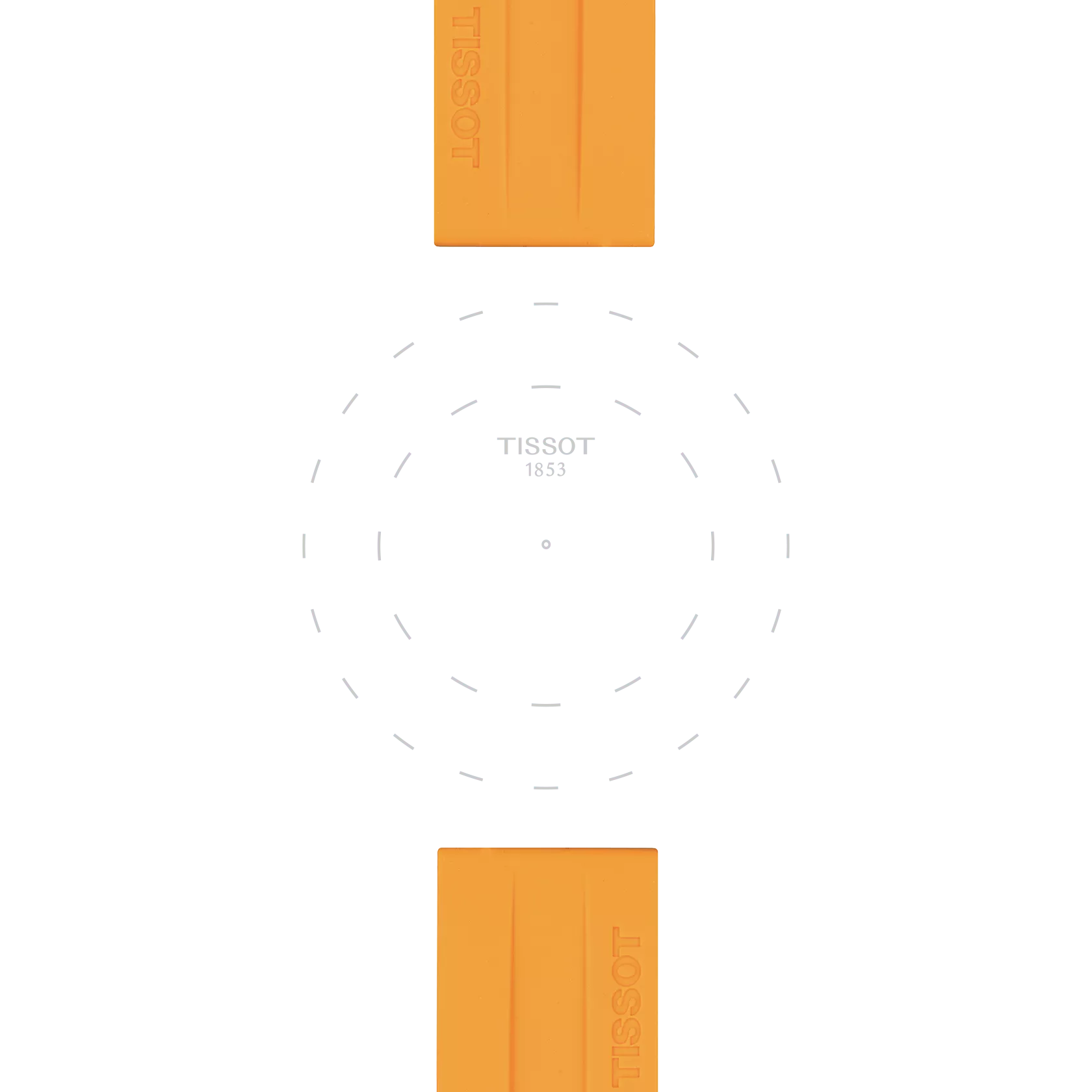 Focus on the lugs of Tissot Turuncu Silikon Kayış Boynuz Aralığı 22 mm