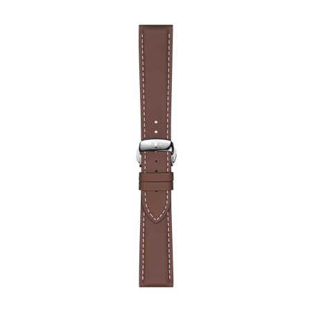 มุมมองด้านหน้าของ Tissot Official Brown Leather Strap Lugs 21 mm