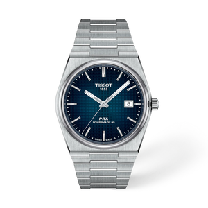 Front view of the watch Tissot PRX 40mm with shadow