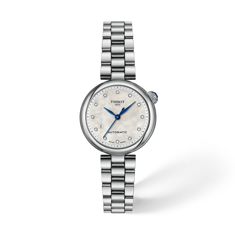 Front view of the watch Tissot D&eacute;sir 28mm with shadow