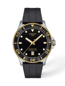 Front view of the watch Tissot Seastar 1000 40mm with shadow