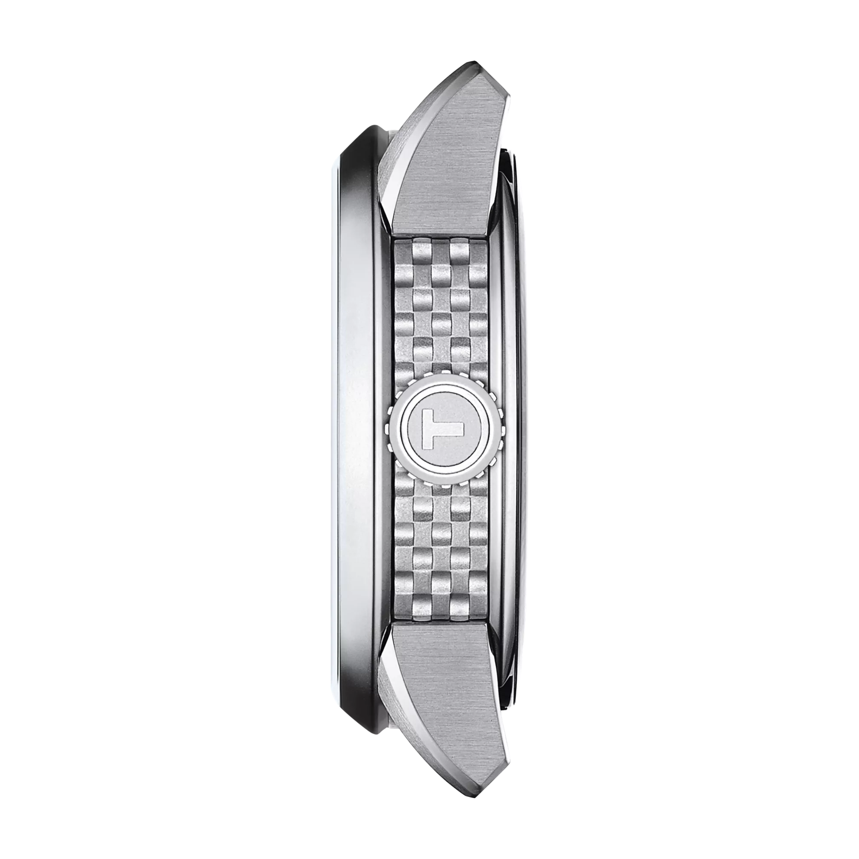 Seitenansicht des Geh&auml;uses der Uhr Tissot Luxury Automatic