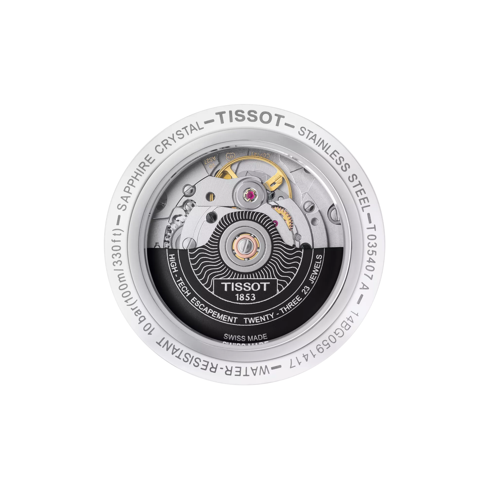 Back view of the watch case Tissot Couturier Powermatic 80