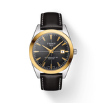 Vorderansicht der Uhr Tissot Gentleman Goldlünette 40mm mit Schatten