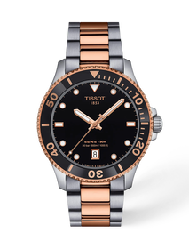 Front view of the watch Tissot Seastar 1000 40mm with shadow