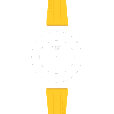 Focus on the lugs of Tissot Official Yellow Silicone Strap Lugs 20 mm