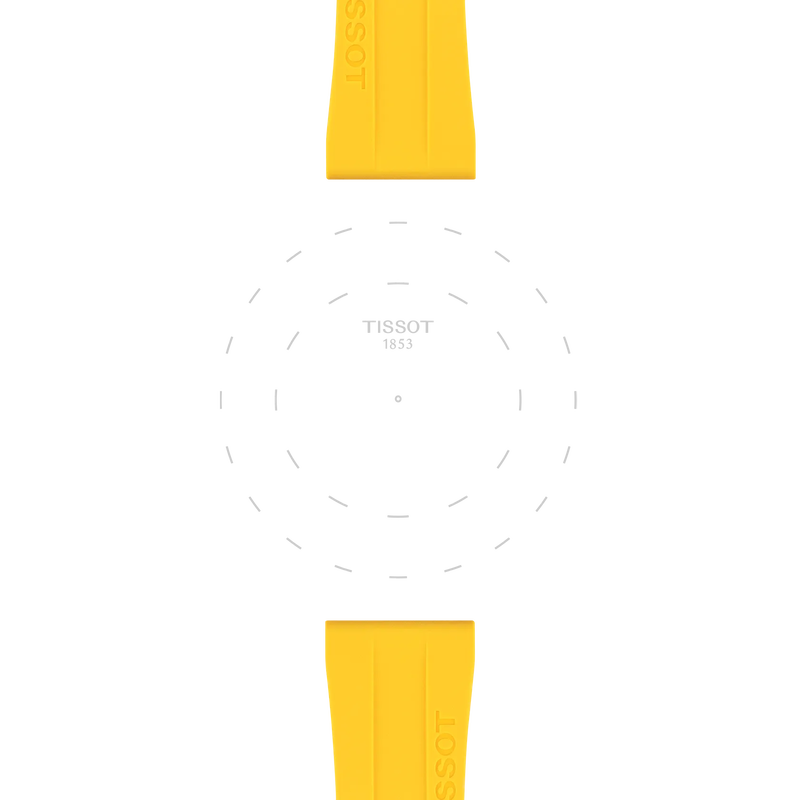 Focus on the lugs of Tissot Official Yellow Silicone Strap Lugs 20 mm