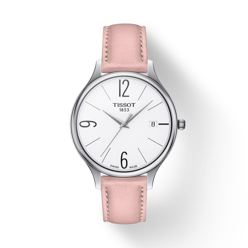 Front view of the watch Tissot Bella Ora Round with shadow