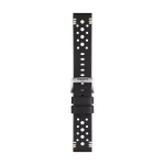 Front view of Tissot Official Black Leather Strap Lugs 22 mm