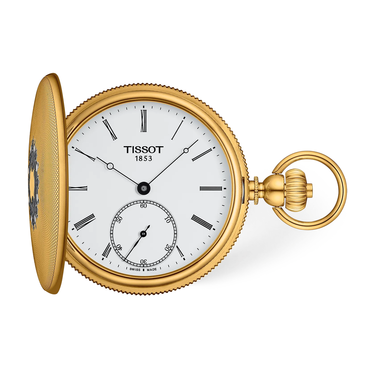 Карманные механические часы Tissot Savonnette 48.5 мм, цвет: Белый / Золотой