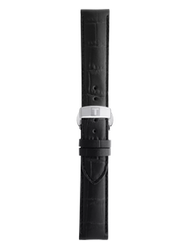 Front view of Tissot Official Black Leather Strap Lugs 19 mm