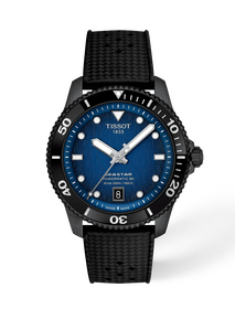 Front view of the watch Tissot Seastar 1000 40mm with shadow