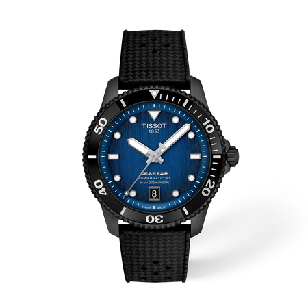Front view of the watch Tissot Seastar 1000 40mm with shadow