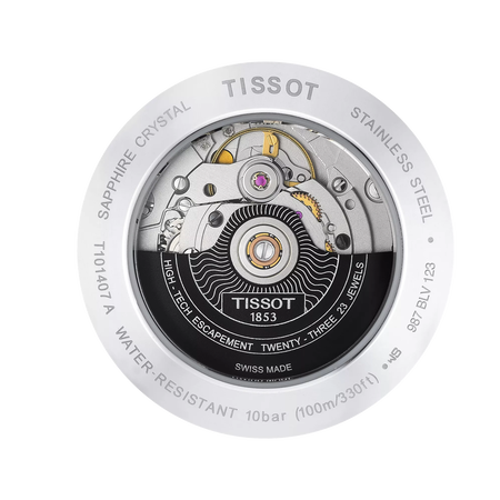 มุมมองด้านหลังของตัวเรือนนาฬิกา Tissot PR 100 Powermatic 80