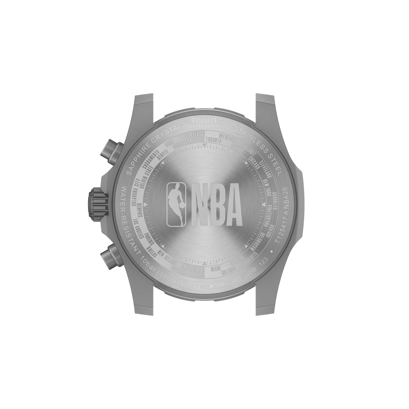 Back view of the watch case Tissot Supersport NBA 2026 42mm