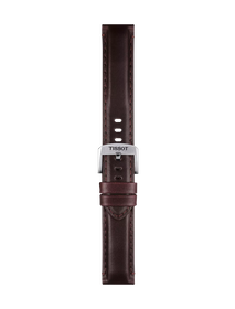 Front view of Tissot Official Brown Leather Strap Lugs 20 mm