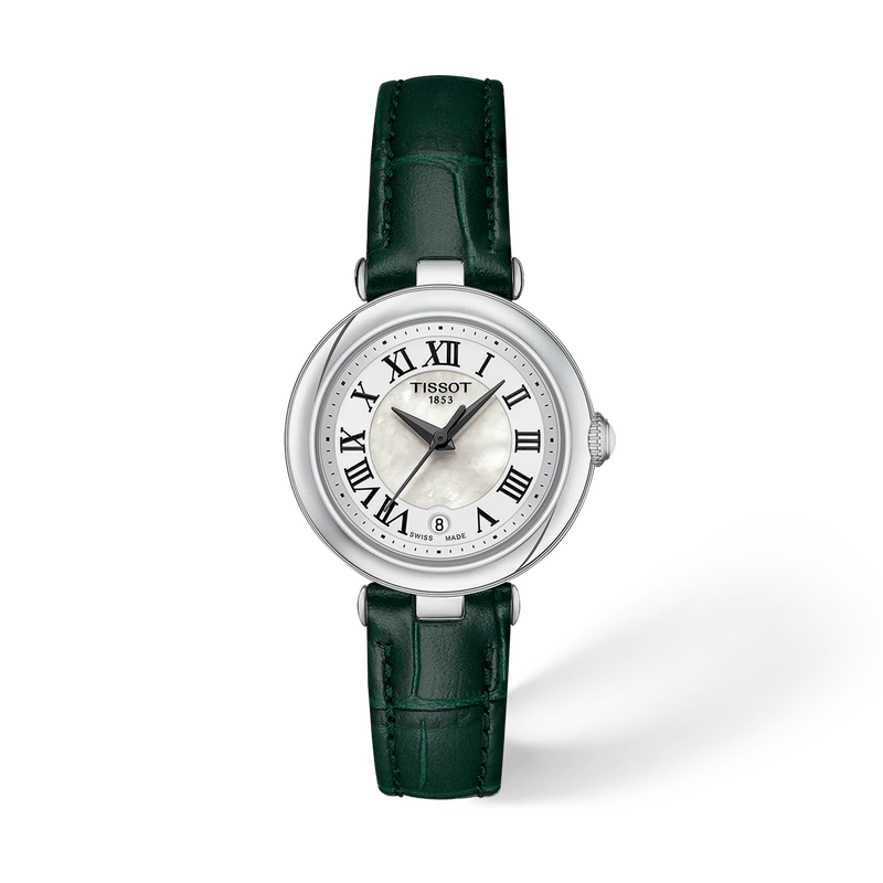 Vorderansicht der Uhr Tissot Bellissima 26mm mit Schatten