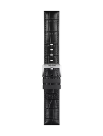 Front view of Tissot Official Black Leather and Rubber Parts Strap Lugs 22 mm