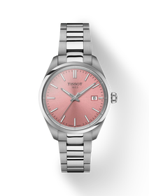Front view of the watch Tissot PR 100 34mm with shadow