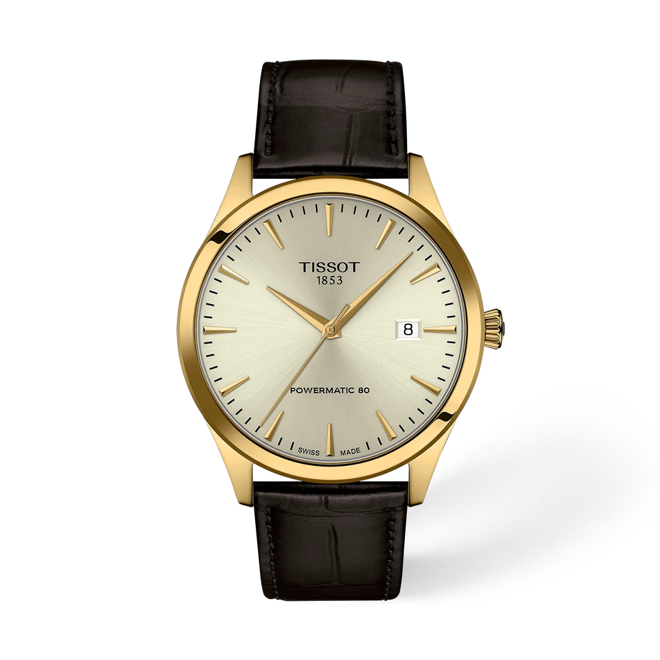 Front view of the watch TIssot Classic Dream 40mm with shadow