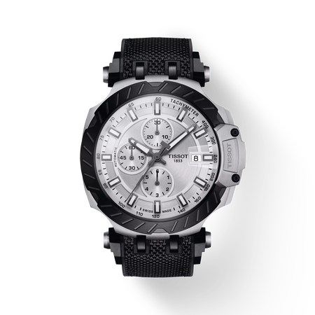 Front view of the watch Tissot T-Race Automatic Chronograph with shadow