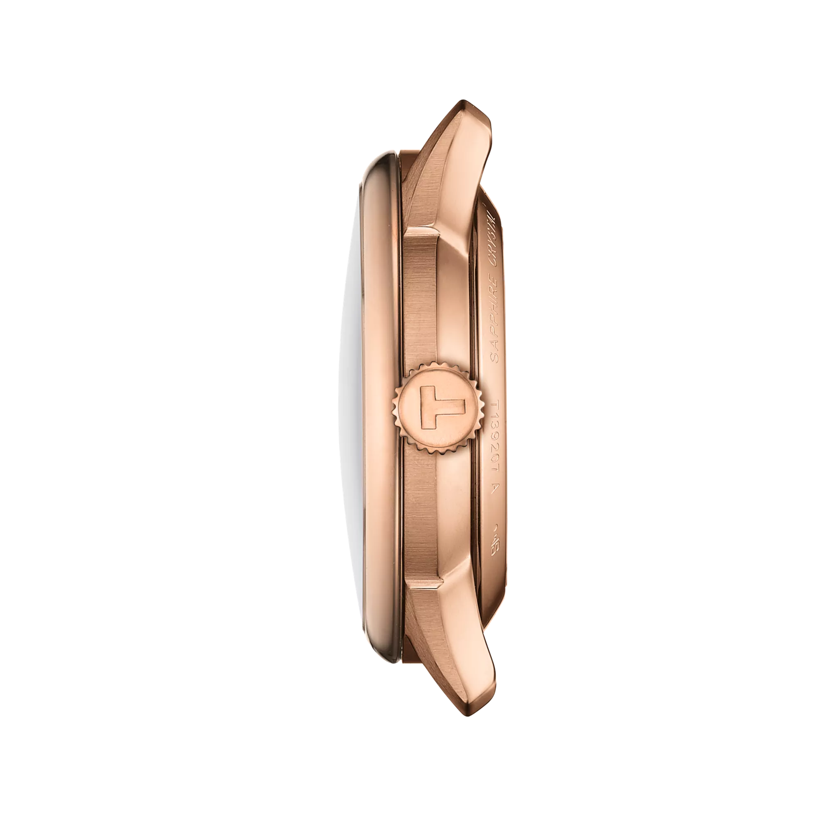 Profile view of the watch case Tissot Chemin des Tourelles Powermatic 80 34 mm