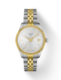 그림자가 있는 티쏘 발라드 34mm 시계의 전면 보기