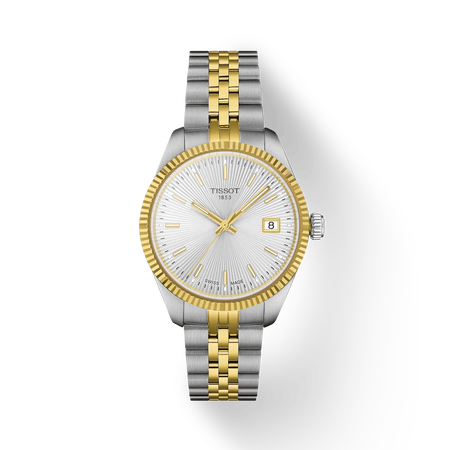 Vue de face de la montre Tissot Ballade 34mm avec ombre